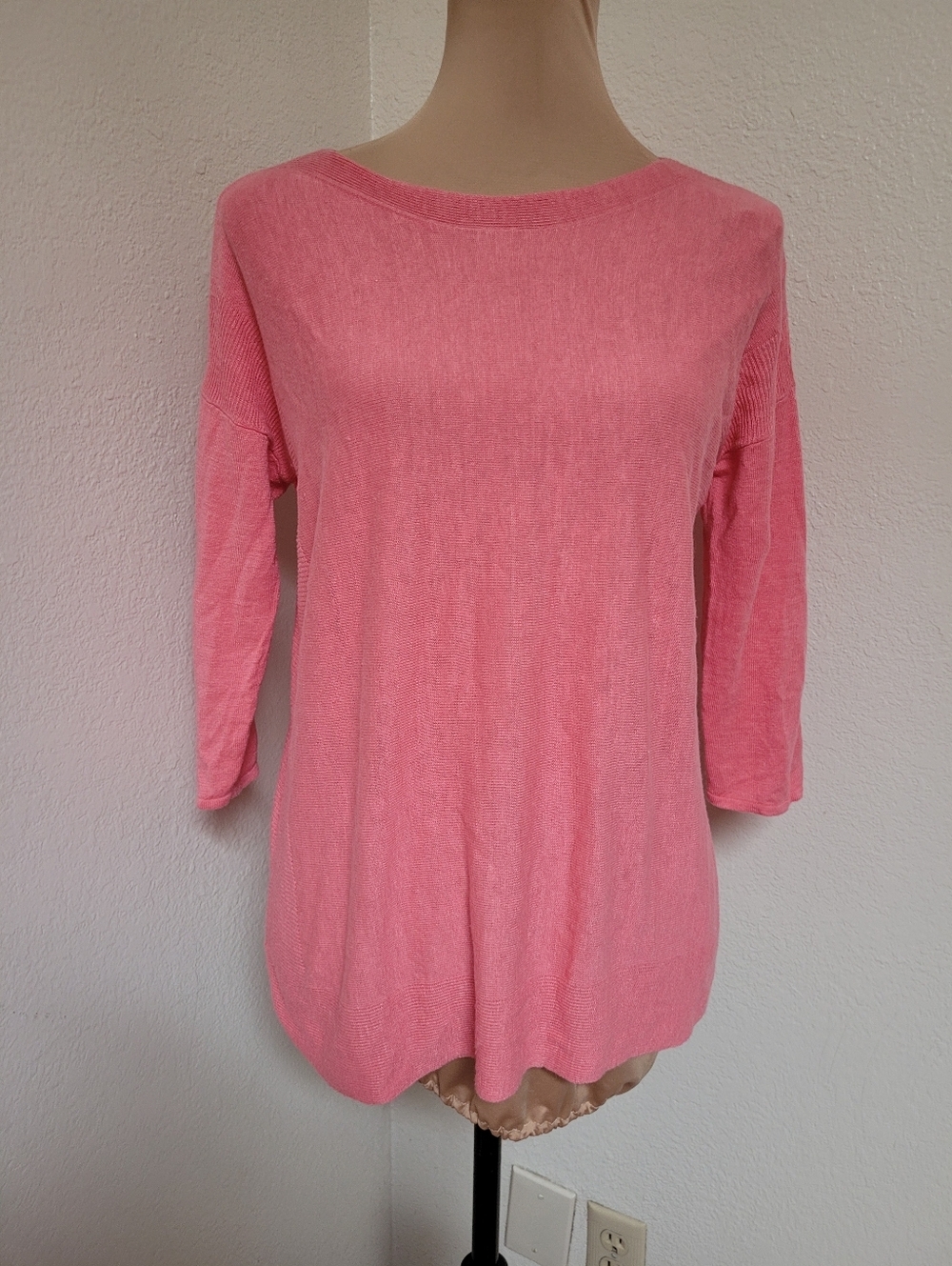 J. Jill Pink Linen Blend Boatneck Lightweight Pullover